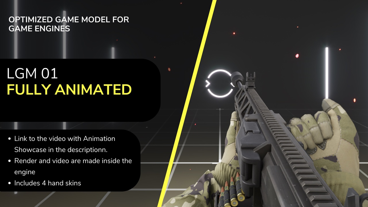 Media 1 for listing Light Machine Gun (LMG) - Rigged, Animated & Game Ready
