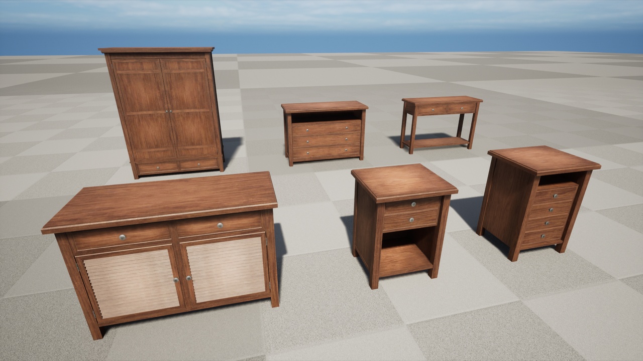 Media 1 for listing Pack of 6 Medieval Wooden Cabinets