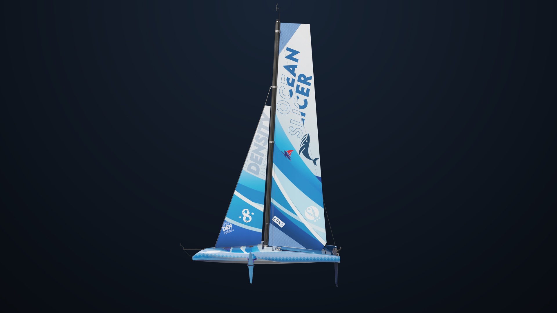 Media 1 for listing Yacht Hydrofoil Sailing Boat Blue All PBR Unity UE Textures