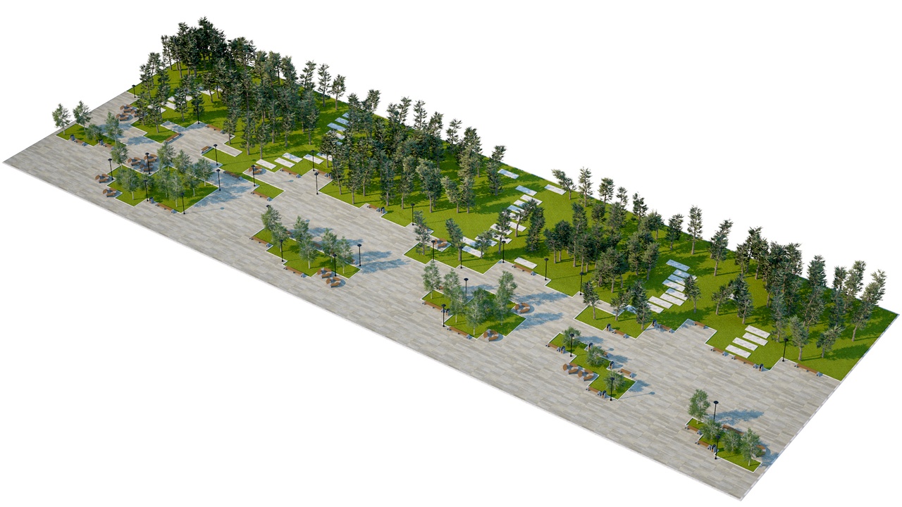 Media 1 for listing Modular Urban Plaza with Linear Park and Biophilic Seating