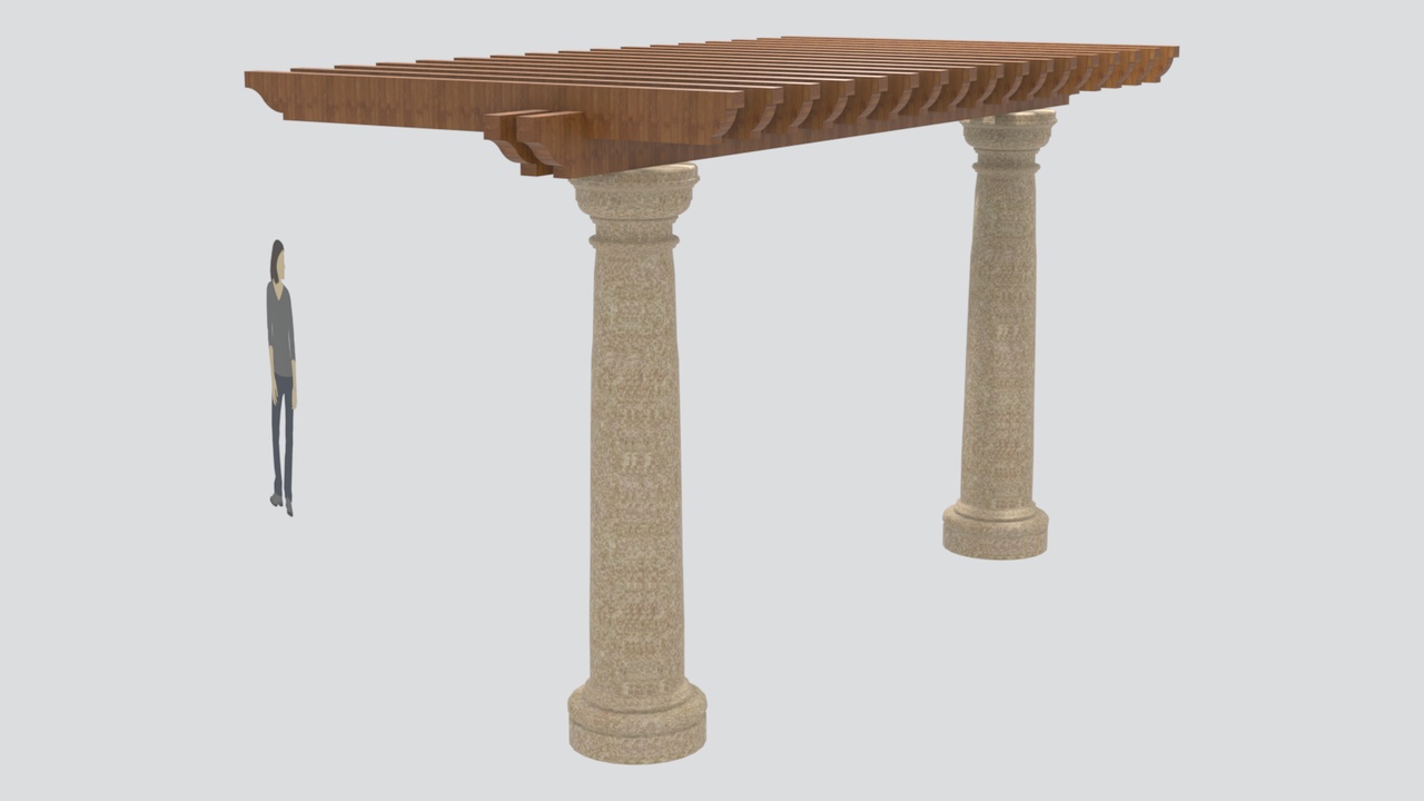 Media 1 for listing Wood Slat Pergola on Granite Classical Columns 3D Model
