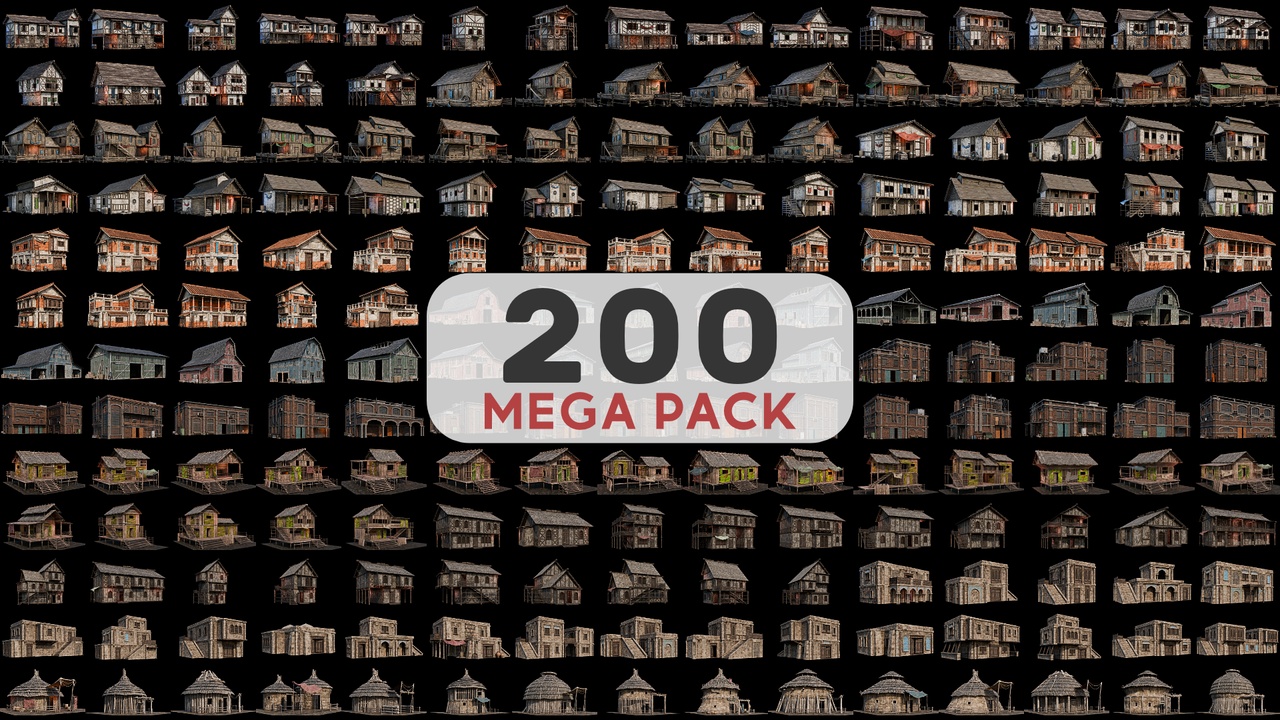 File multimediali per l'articolo 200 MEGA PACK 4K Buildings, Houses with Interiors: 1