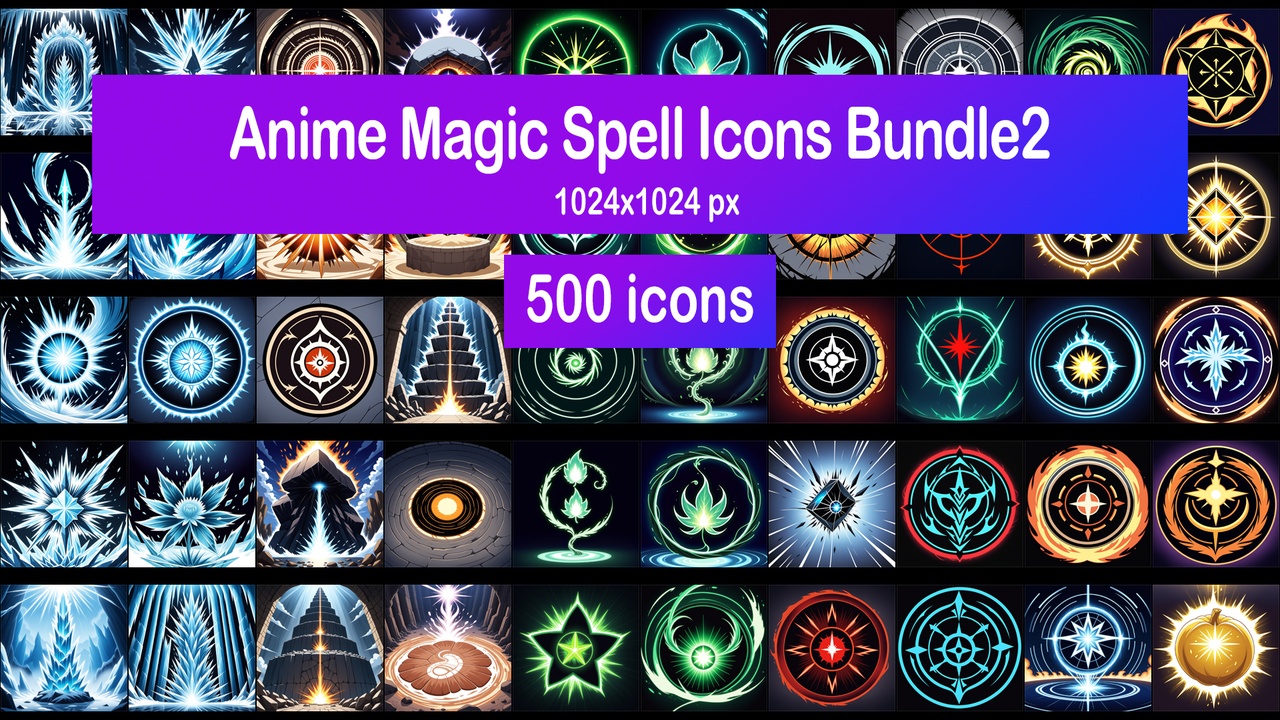 Media 1 for listing Anime Magic Spell Icons Bundle2