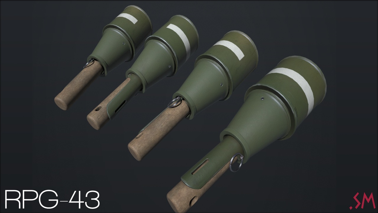 RPG-43 (Anti-tank hand grenade WW2) - Midpoly, 4k, PBR 제품 등록을 위한 미디어 1개
