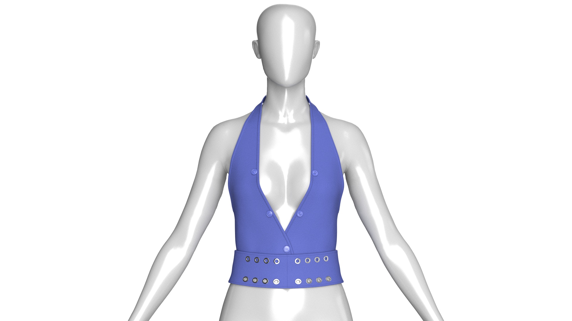 Media 1 for listing Girls Grommet Halter Crop Top | High Poly