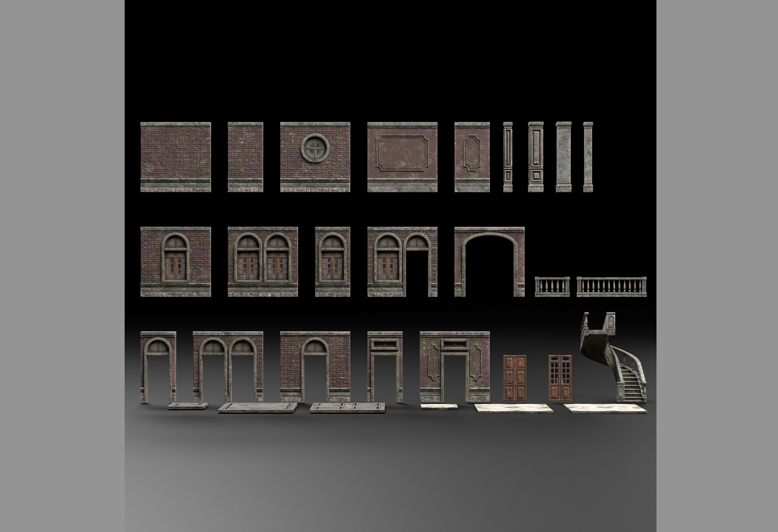 Media 1 for listing ABANDONED OLD WALL MODULAR KITBASH 02