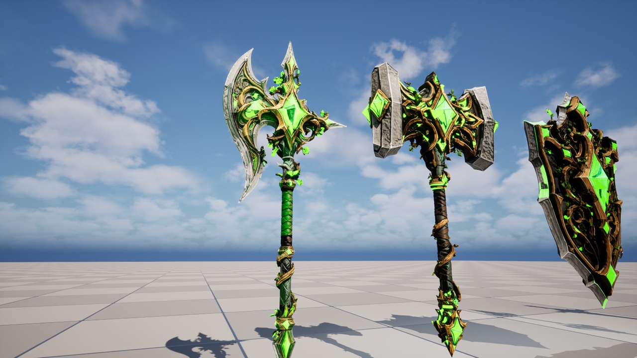 Media 1 for listing Stylized Druid Fantasy Weapons Pack