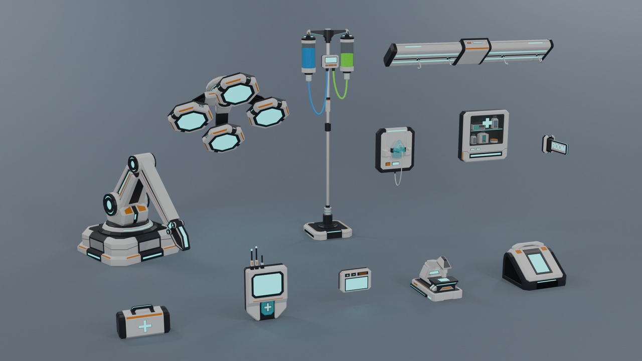 Media 1 for listing Low Poly Sci-Fi Medical Equipment Pack E-003