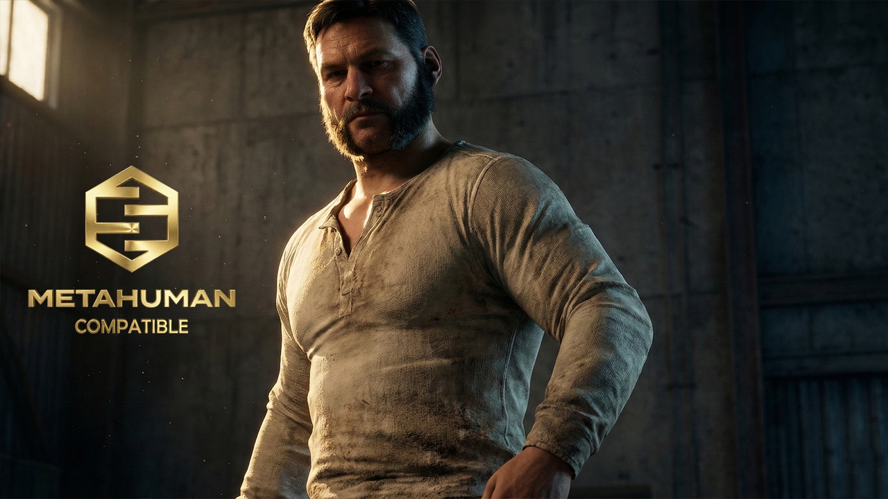 Media 1 for listing Dirty Weathered Industrial Top for MetaHuman Gritty Survivor Styles Look