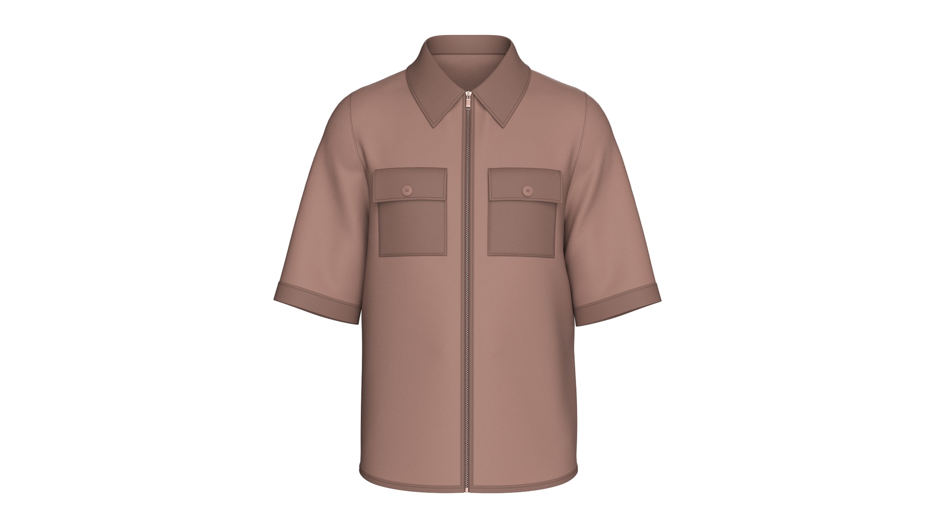 Media 1 for listing Men Short Sleeve Full - Zip Utility Shirt | High Poly