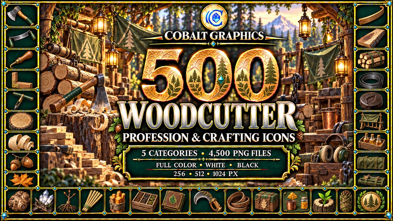Media 1 for listing 500 Woodcutter Profession Icons | RPG Forestry, Timber & Crafting