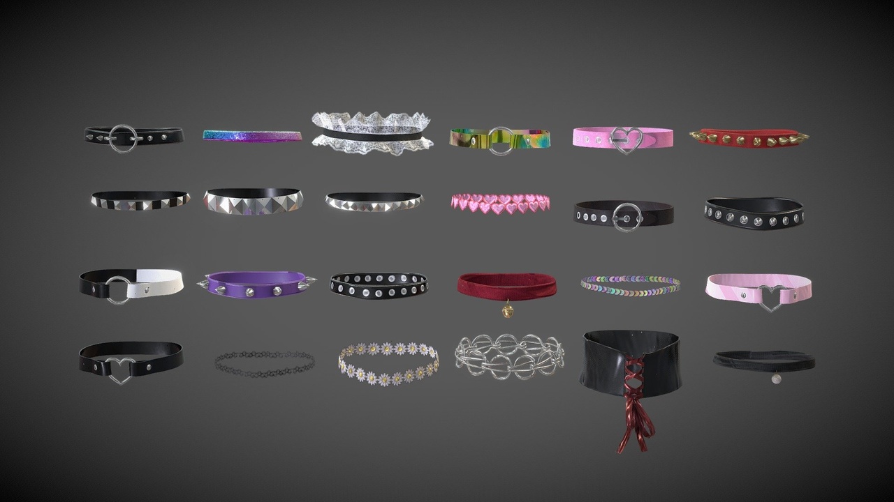 商品 Chokers / Collars - low poly MEGA PACK 的媒体 1