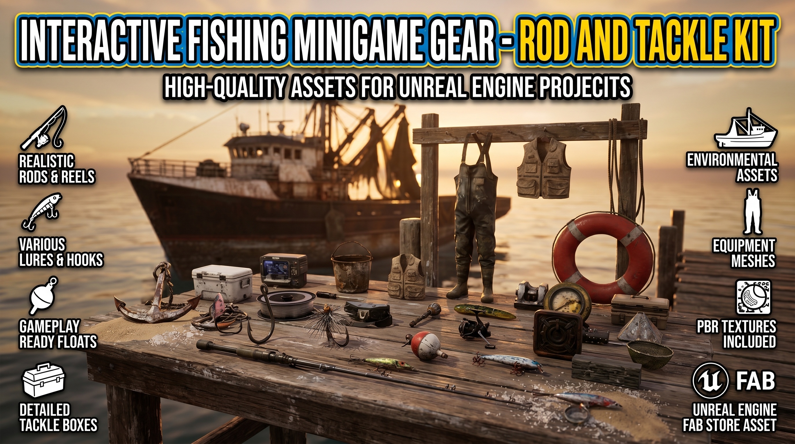 Interactive Fishing Minigame Gear - Rod And Tackle Kit | Fab