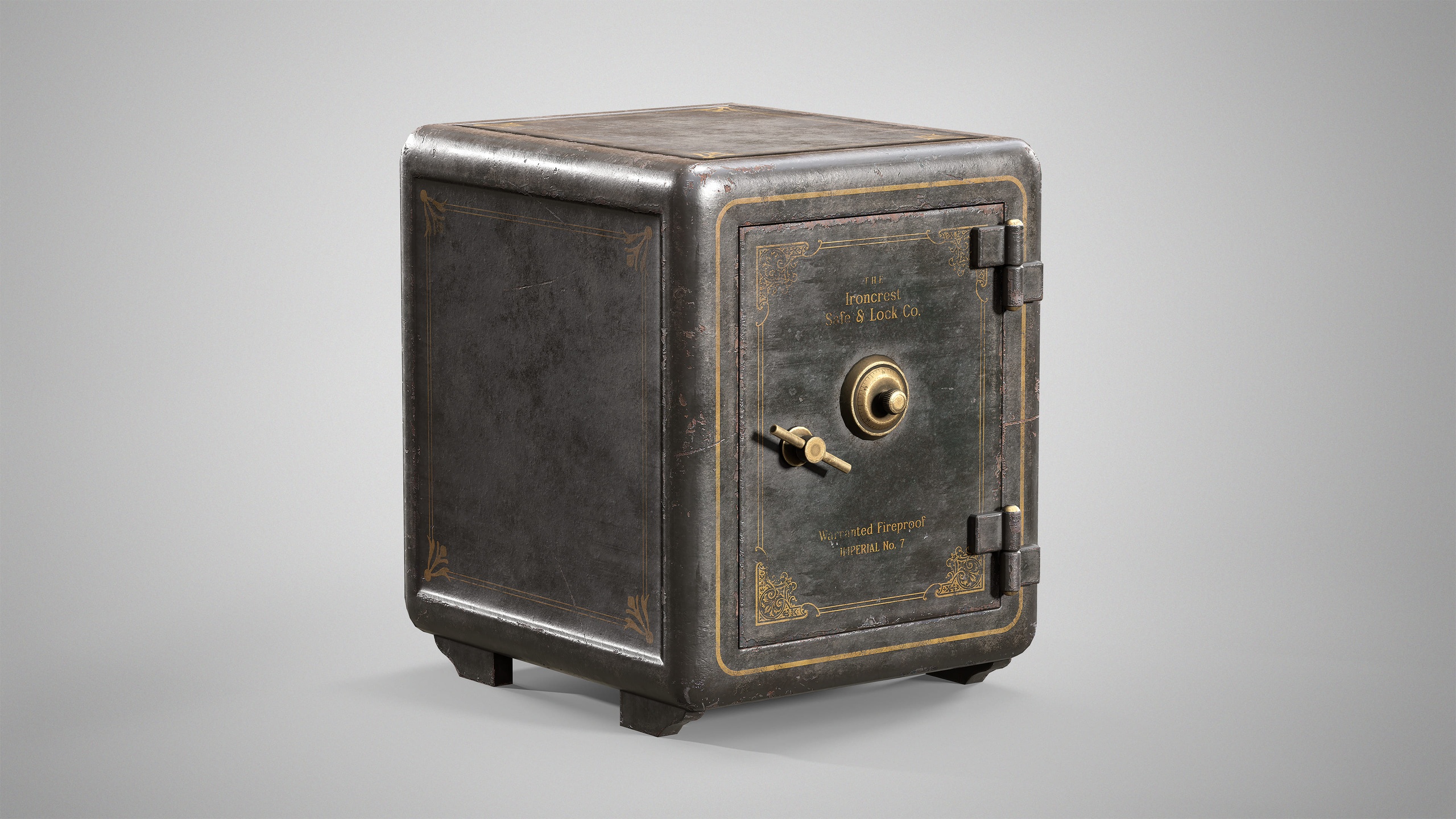 Media 1 for listing Antique Metal Safe - Vintage Victorian Safe - AAA Game Ready low-poly 3d model