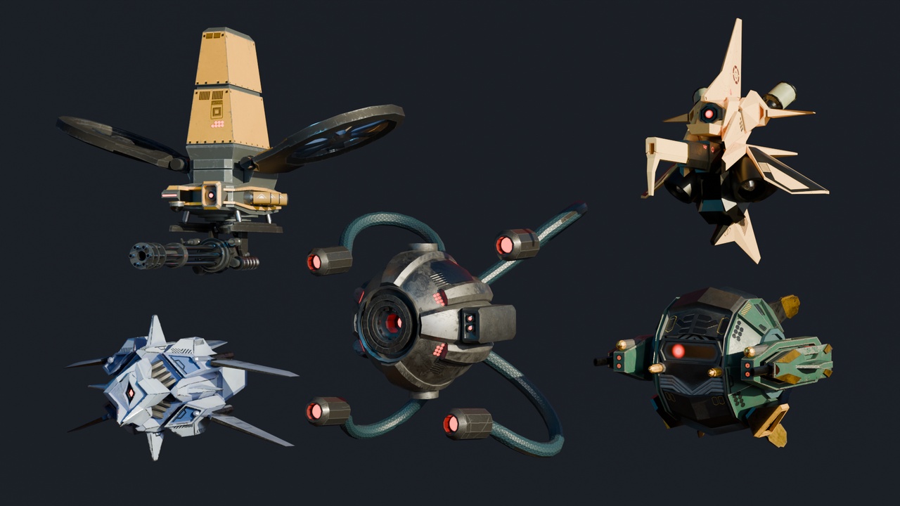 Media 1 for listing Low Poly Sci-fi Drone Bundle