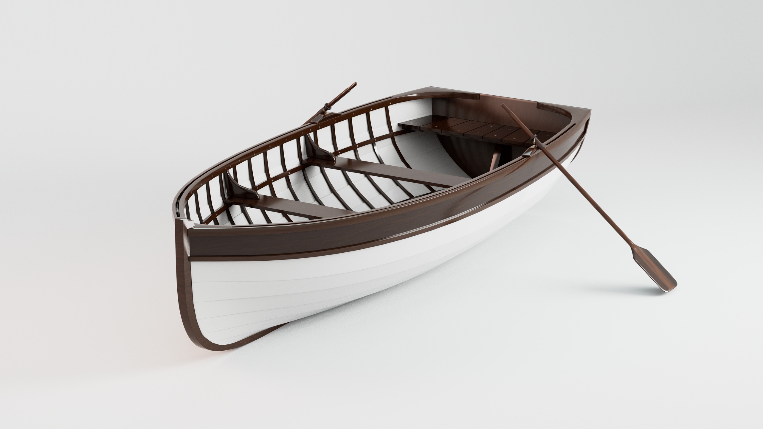 Media 1 for listing Wooden Boat with Oars - Rowboat Whitehall Style