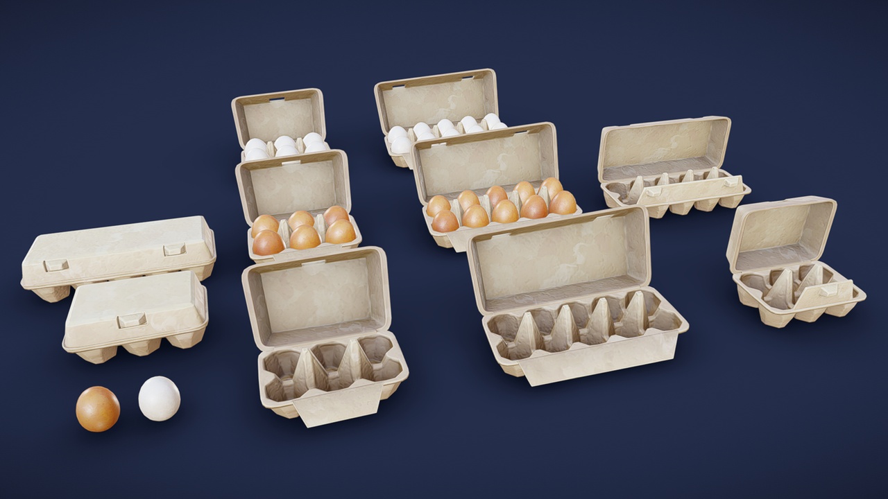 Media 1 for listing Stylized Egg Box / Egg Carton - Game Ready