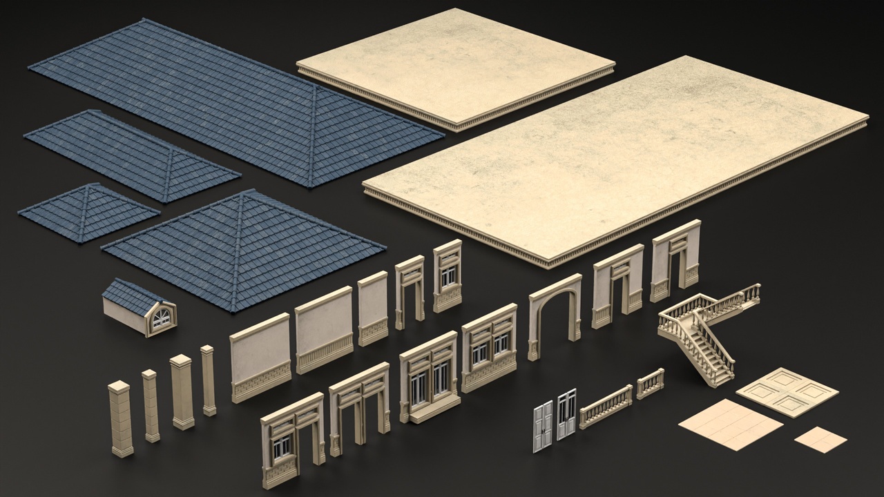 Media 1 for listing CLASSIC EUROPEAN KITBASH MODULAR BUILDING WITH INTERIOR 01