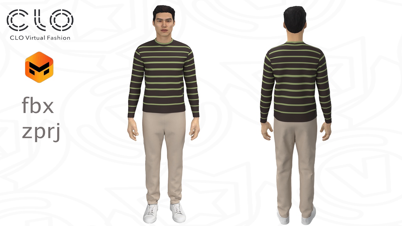 Media 1 for listing Men_Outfit – Ready-to-Use CLO 3D / Marvelous Designer Project (.ZPRJ + FBX)
