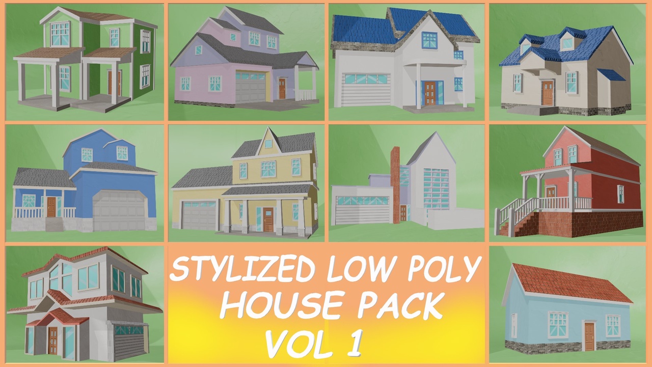 10 Low Poly House Pack Vol 1 ilanı için 1. medya