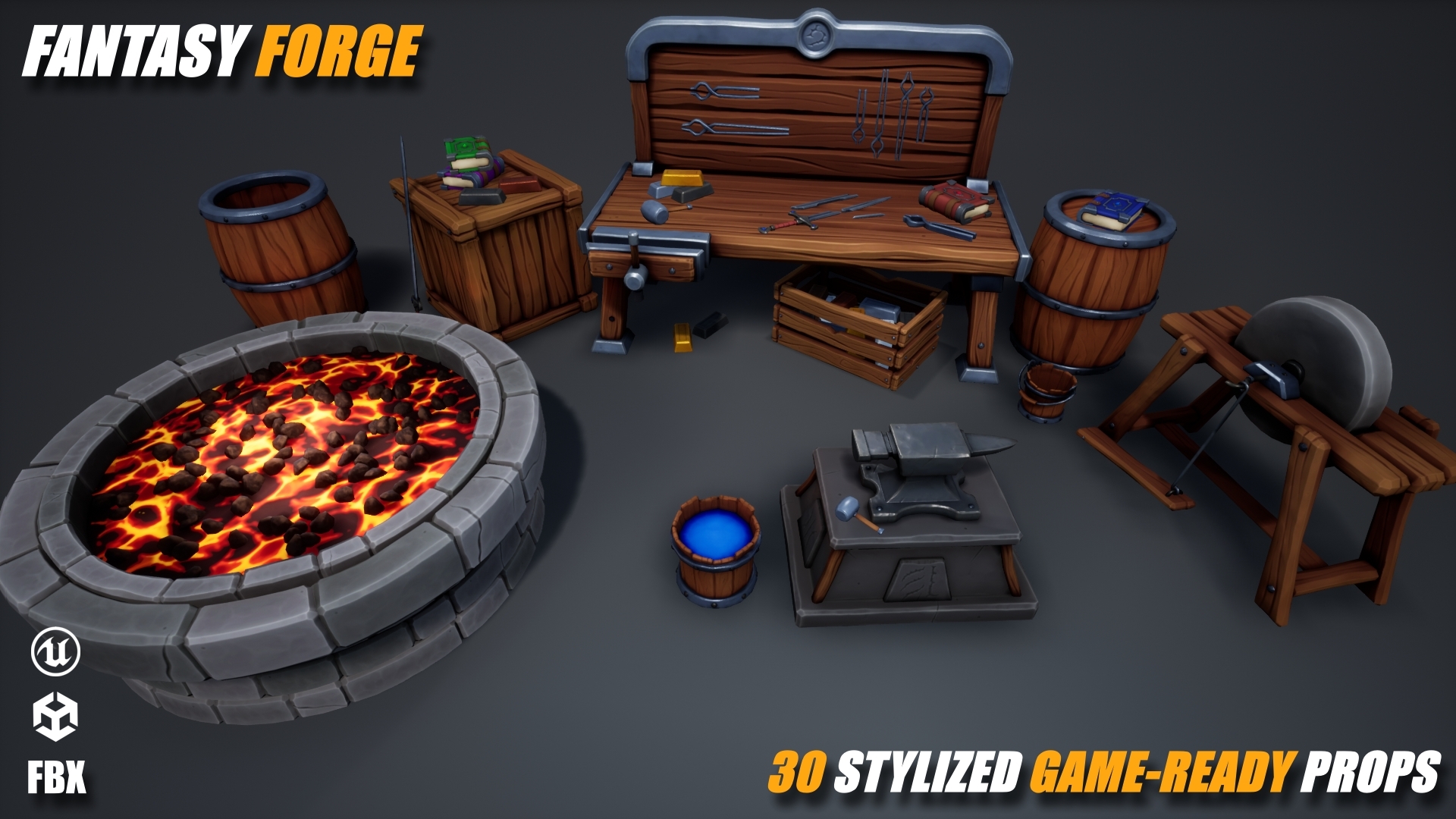 Stylized Forge Pack – Fantasy Environment Props – Game Ready | Fab