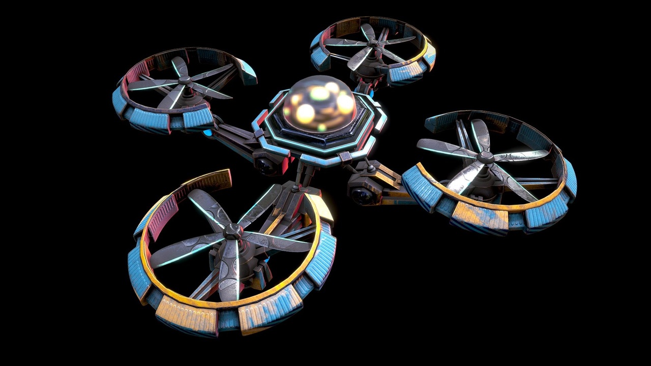 Media 1 for listing Blue Quadrocopter Drone - animated