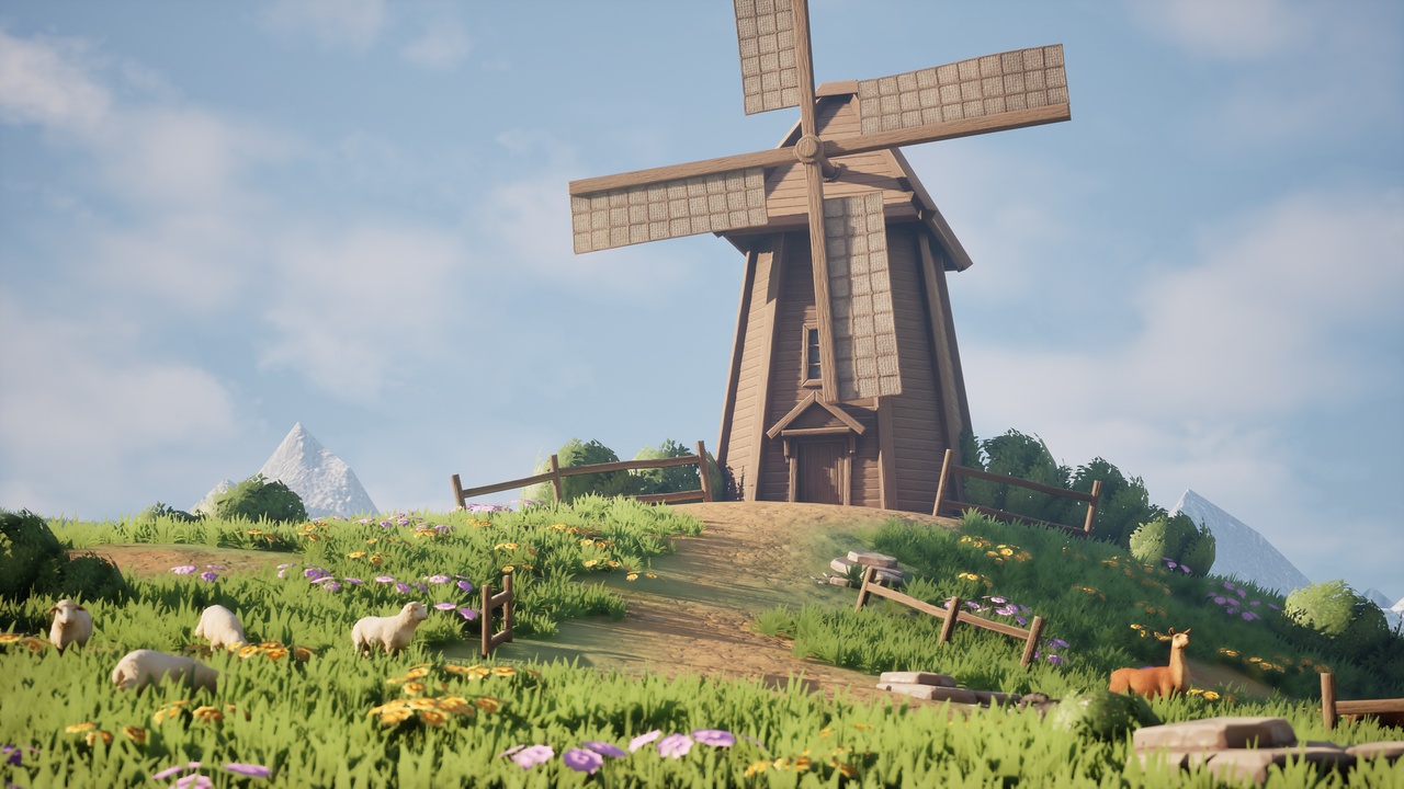 Media 1 for listing Stylized Nature Environment Pack – Windmill, Rocks, Grass