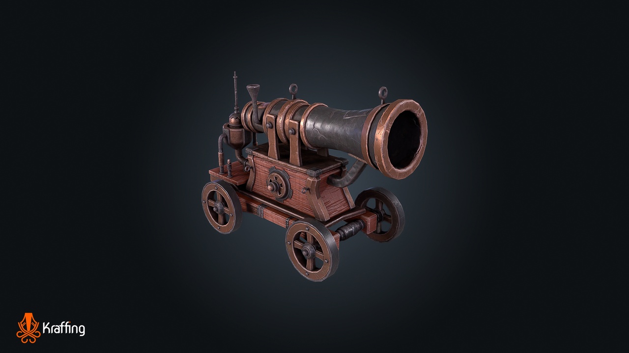 Media 1 for listing Steampunk Cannon V1 – Fantasy Weapon Prop – Game Ready PBR