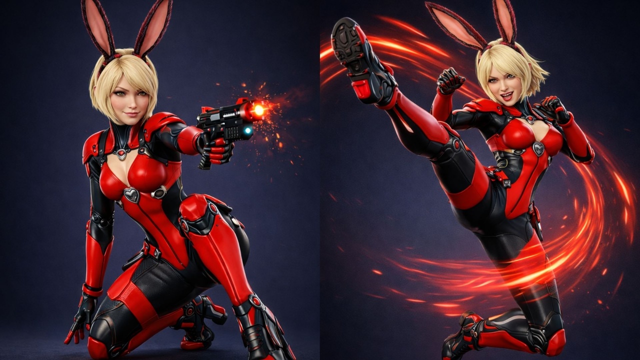 Media 1 for listing Cyber Bunny Sci-Fi Female Character | Futuristic Bunny Warrior | 3D Character