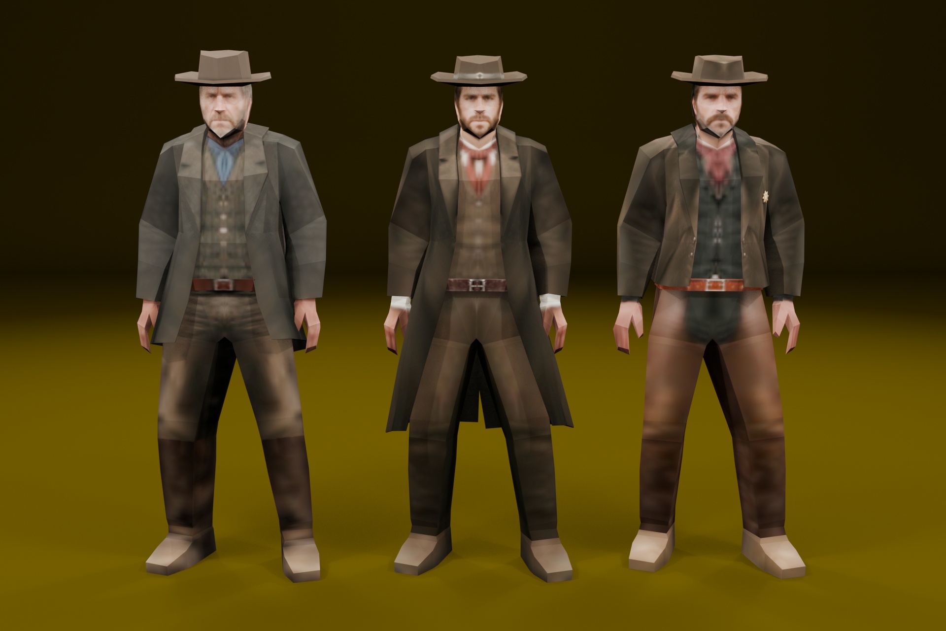 Media 1 for listing Low Poly Western Starter Pack - 3 Wild West Characters