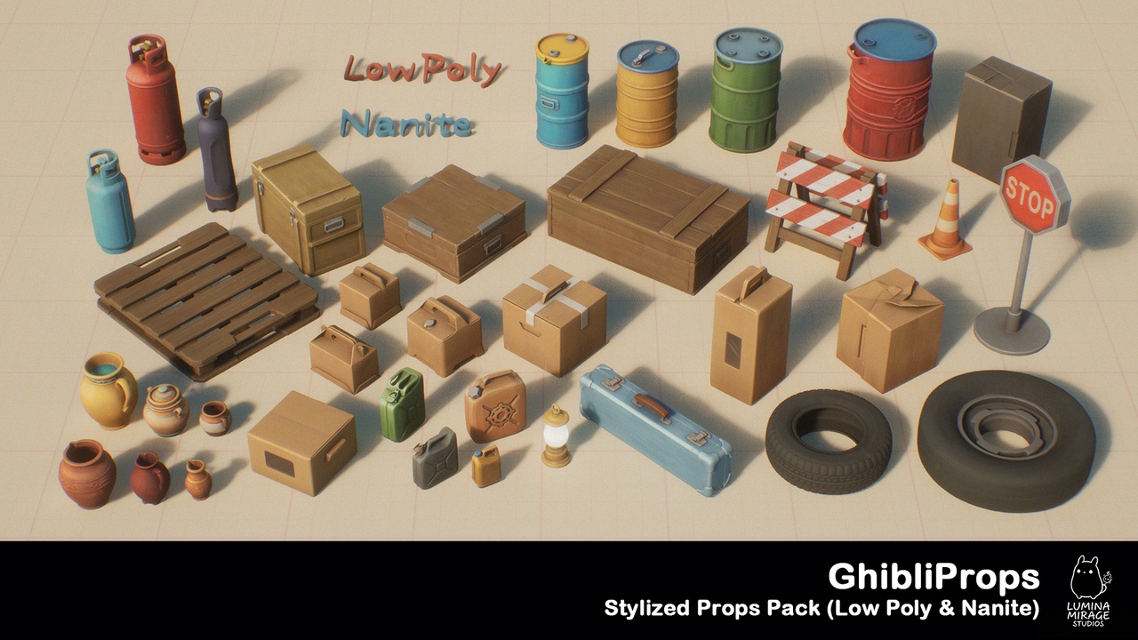 GhibliProps – Stylized Props Pack (Low Poly & Nanite) | Fab