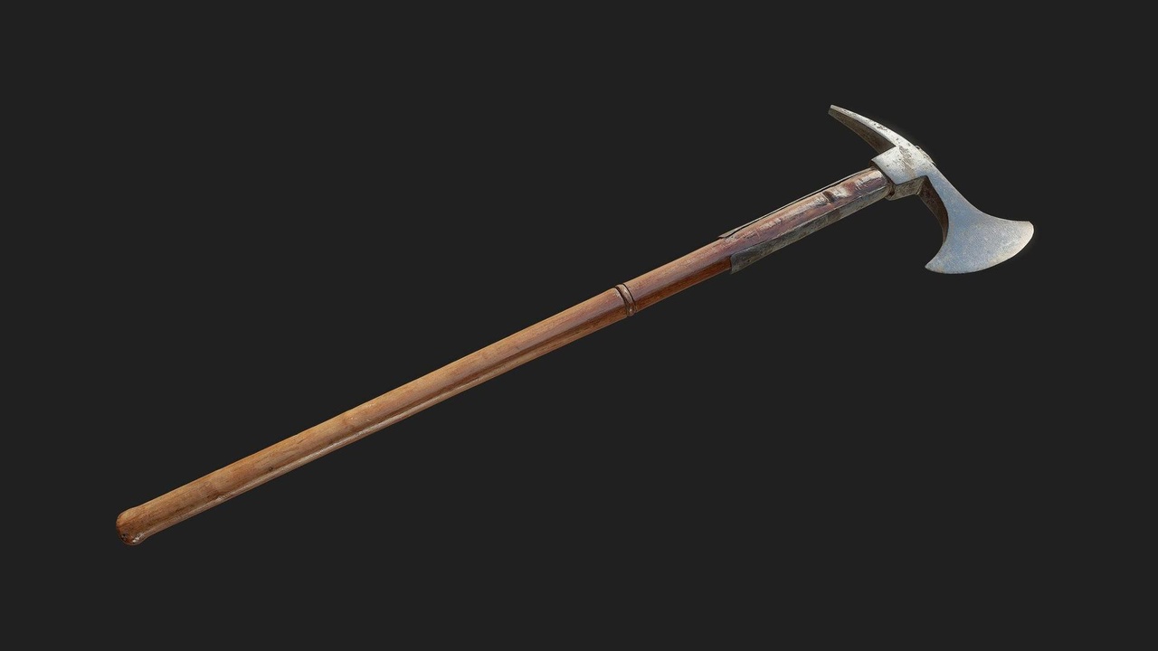 Media 1 for listing Historic Medieval Weapon Axe Wood Long 01