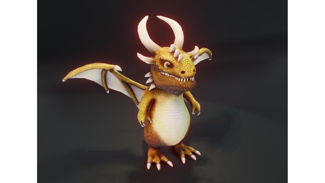 Media 1 for listing Cartoon Gold Dragon Animated 3D Model