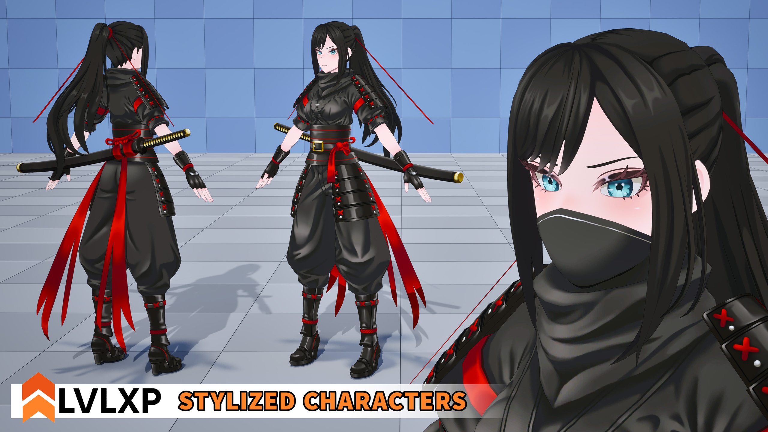 Media 1 for listing Stylized Characters - Samurai Ninja Girl "Masako"
