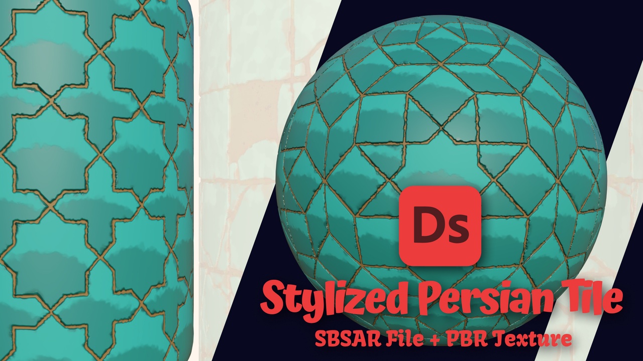 Media 1 for listing Stylized Persian Tiles - SBSAR File + PBR Textures - Vol 01