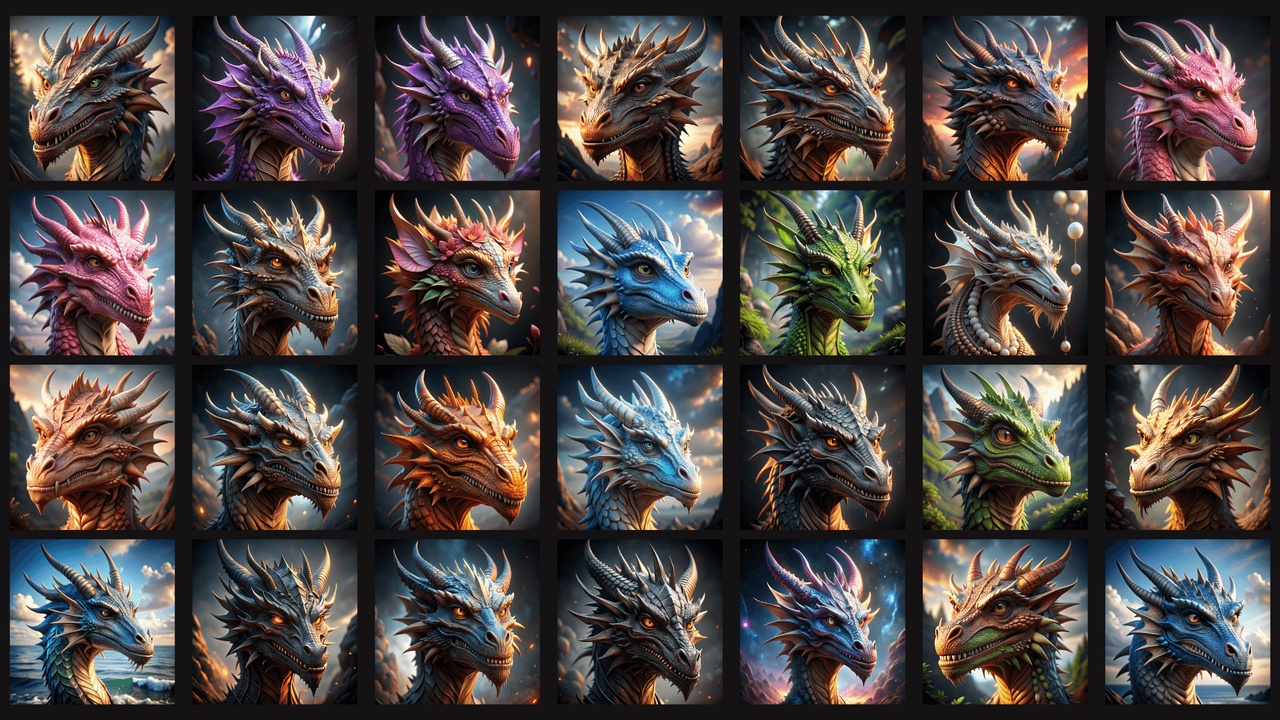 Media 1 for listing Dragon Portraits Set - 200 Stunning 2D Fantasy Character Images