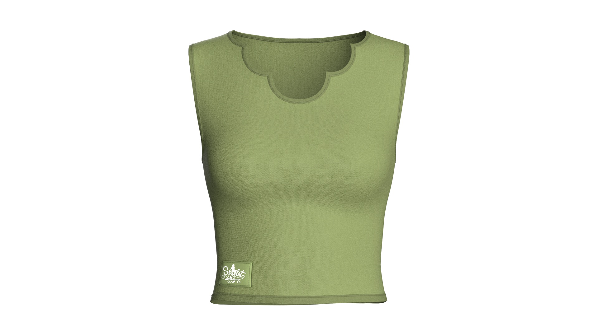 Media 1 for listing Girls Scallop Neckline Sleeveless Crop Top | High Poly