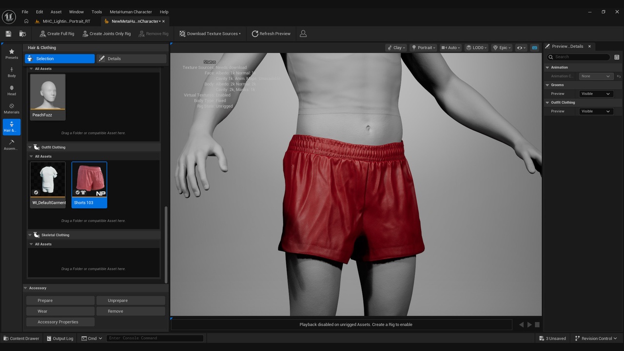 Media 1 for listing Running Shorts for Metahuman 103 - MHPKG