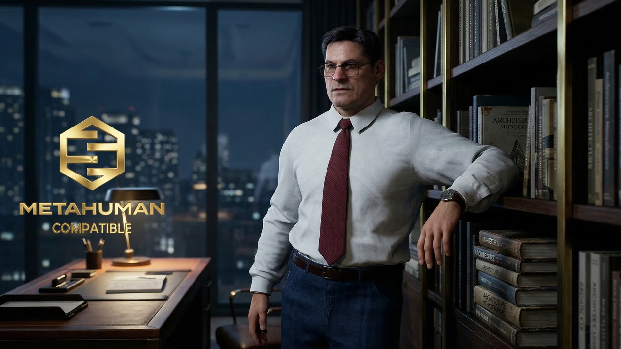 Media 1 for listing Classic Light Dress Shirt with Red Tie and Dark Blue Smart Office Trousers
