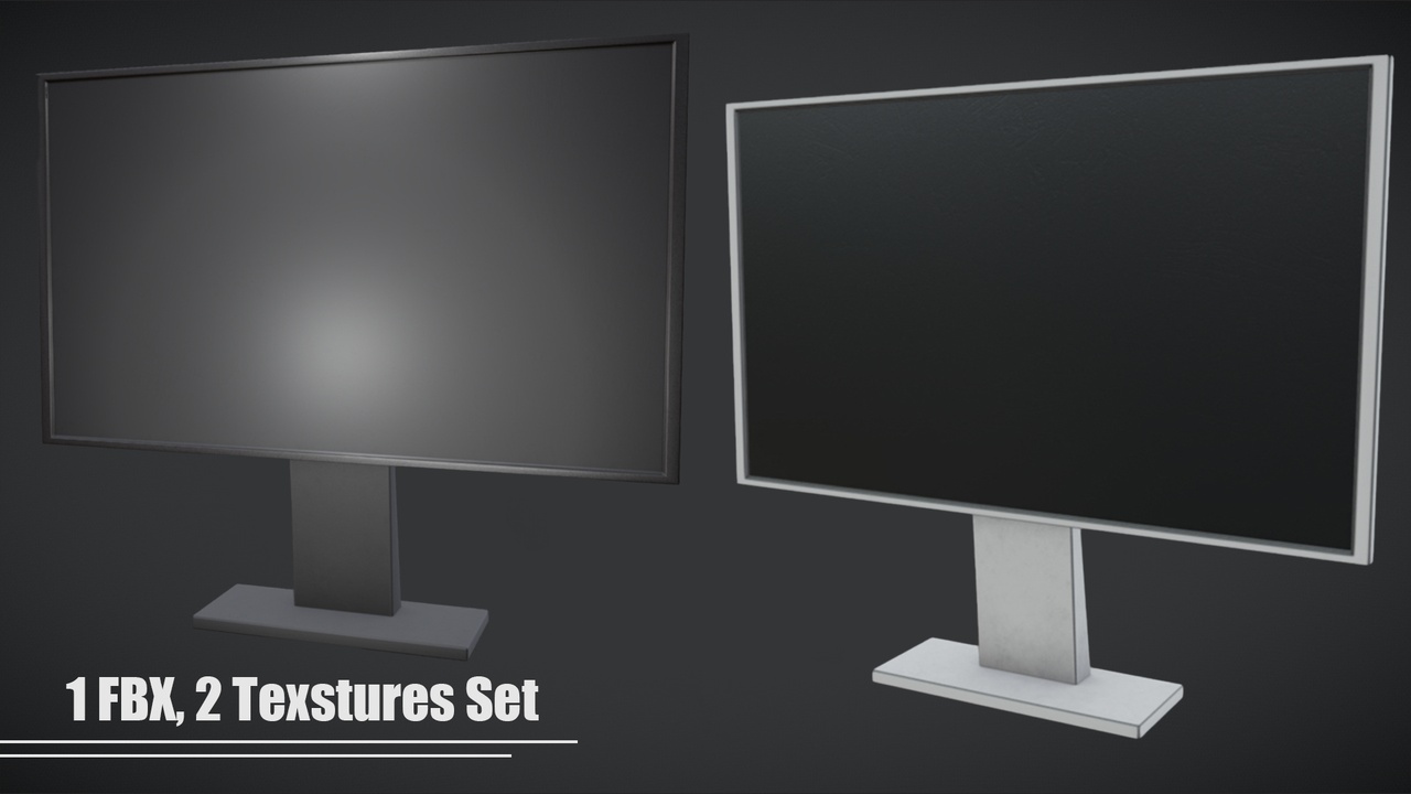 Modern Monitor, 1 FBX, 2 Texture Sets (Black & White) | Fab