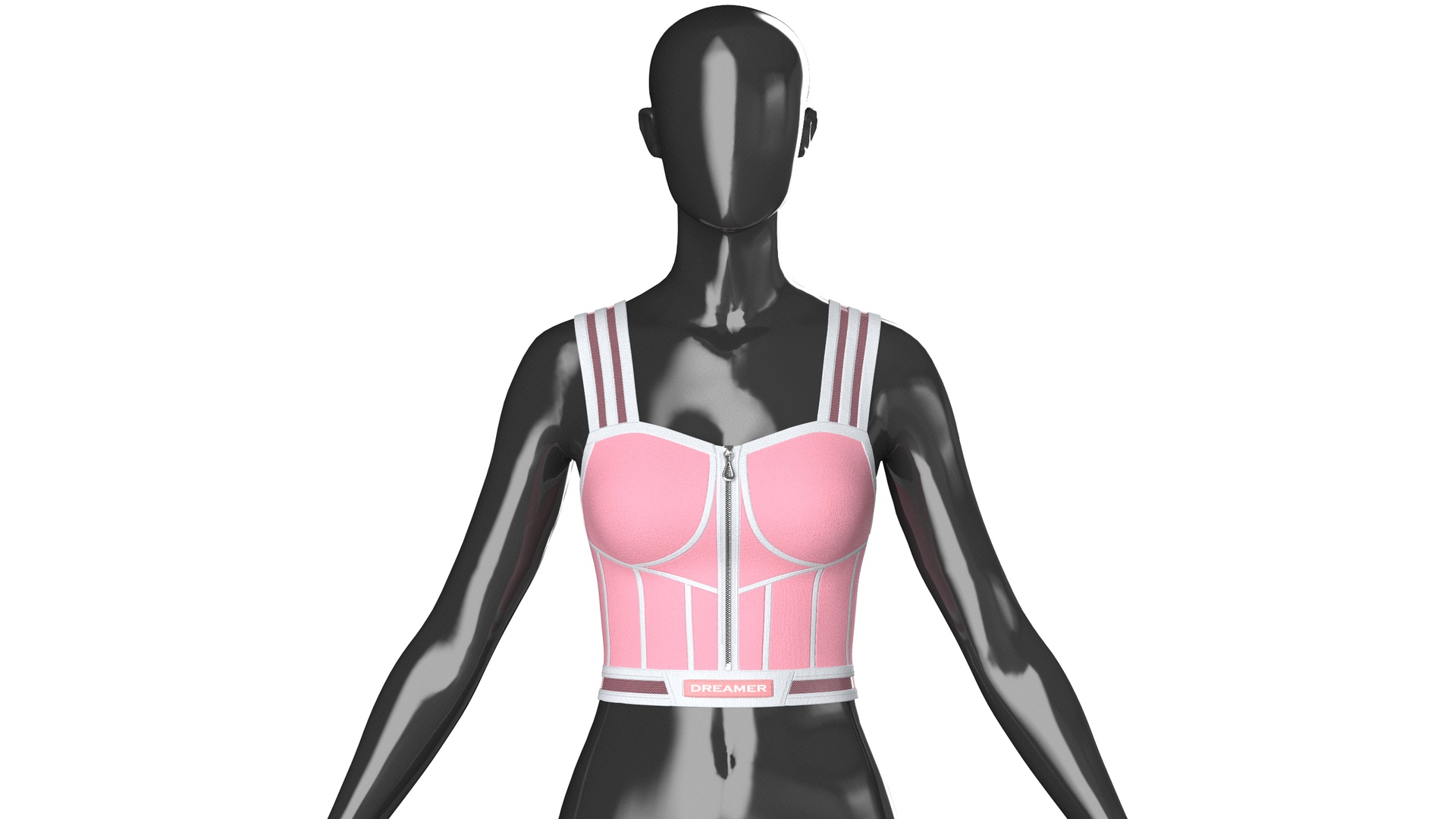 Media 1 for listing Girls Front - Zip Crop Top With Patch | High Poly