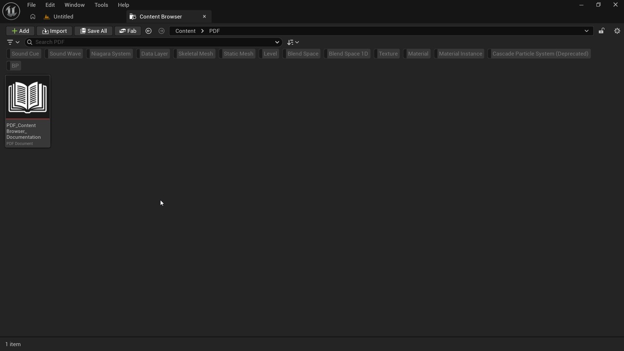 Media 1 for listing PDF in Content Browser