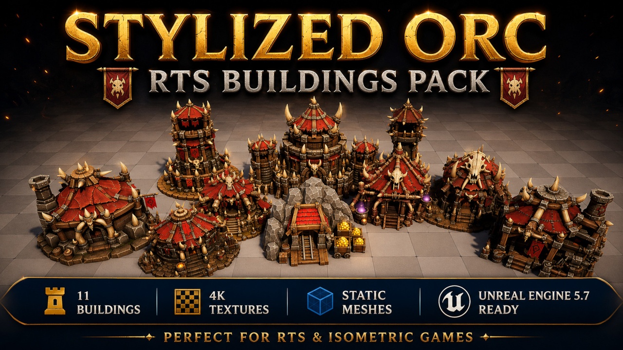 Media 1 for listing Stylized Orc RTS Buildings Pack