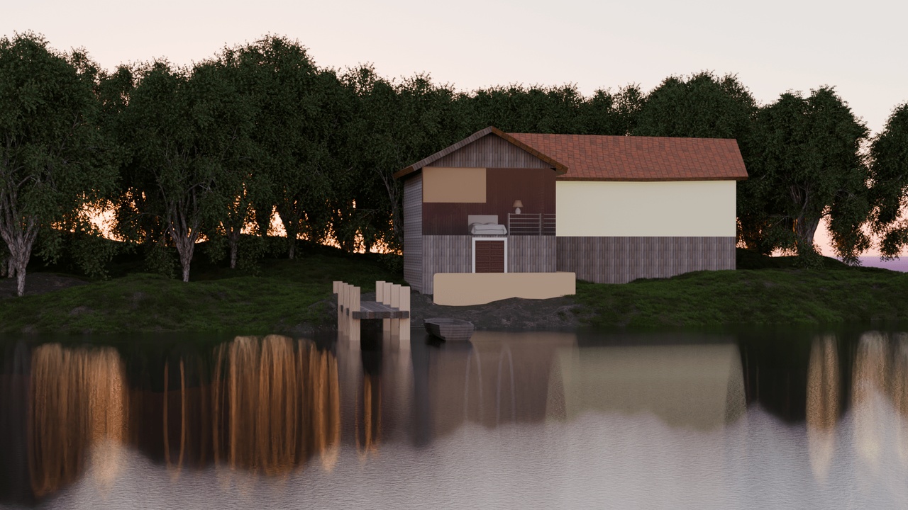 Media 1 for listing Lakeside Boathouse Environment Kit | Modular Dock, Boat & Nature Assets