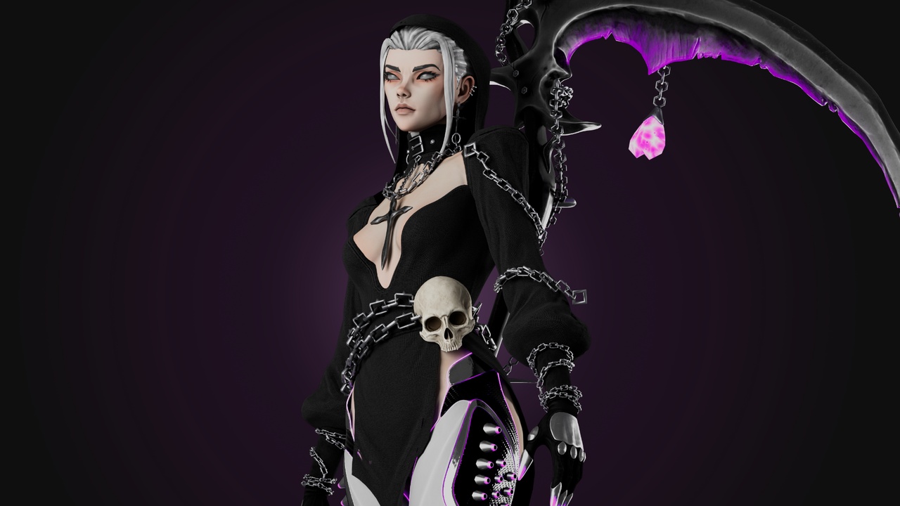 Media 1 for listing MARLA // "THE WIDOW" Stylized Character + Scythe Weapon