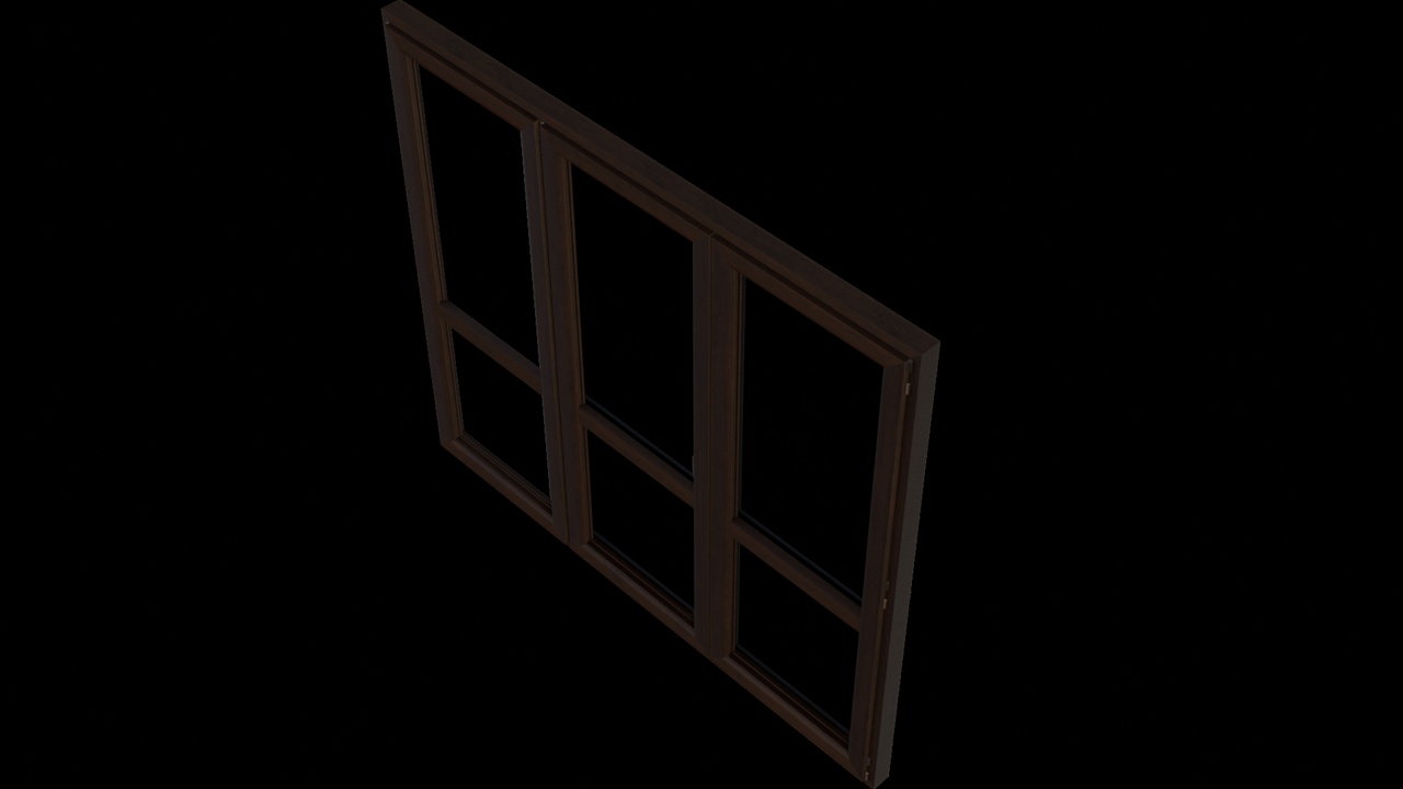 Dark Wood Multi-Pane Window | Fab