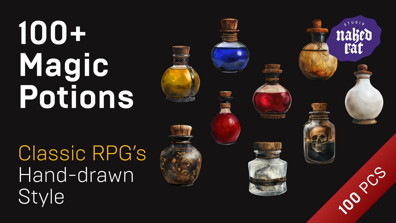 Media 1 for listing Magic Potions 2D Icons Assets Pack