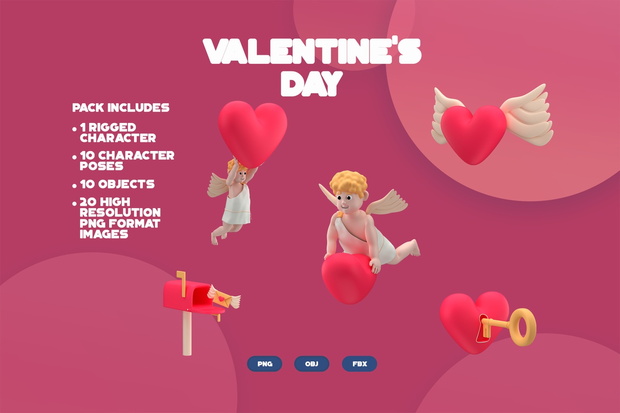 Media 1 for listing Valentine’s Day 3D icons