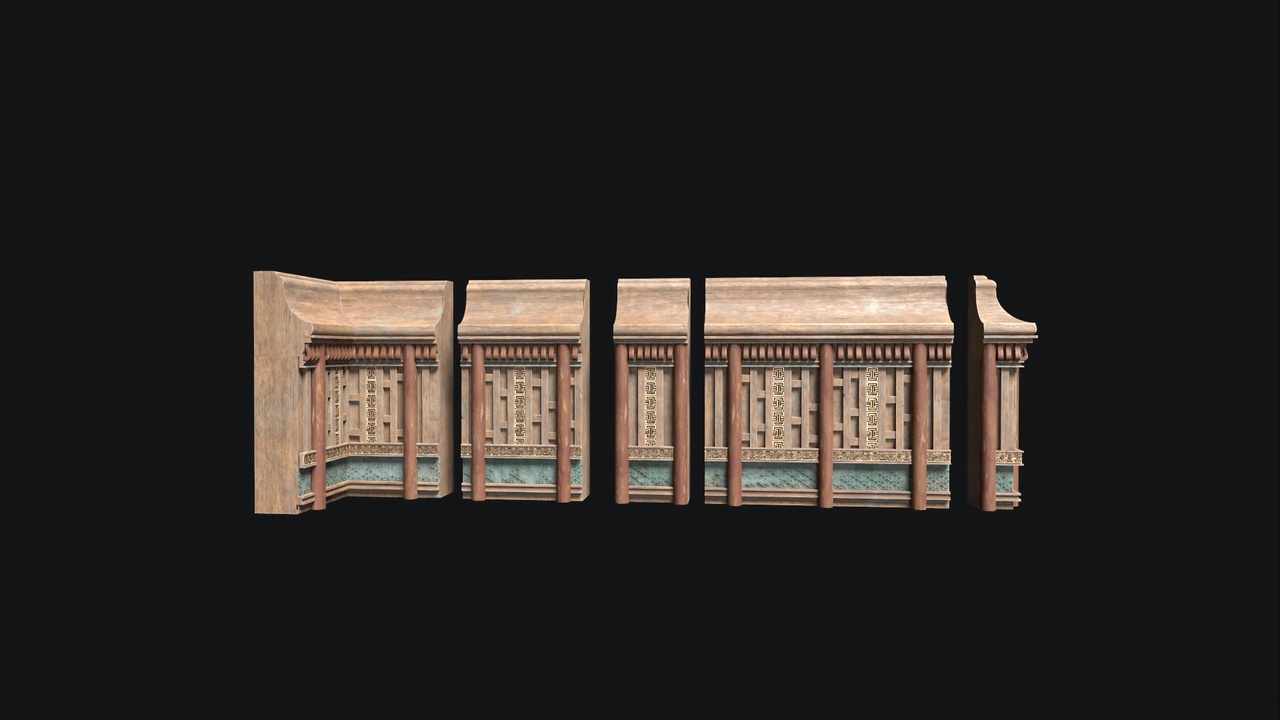 Media 1 for listing Wooden Wainscot Panel Game Ready 3D Model Low-poly 3D model