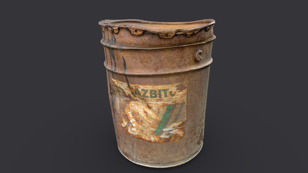 الوسائط 1 للقائمة Old Rusty Oil Barrel Can